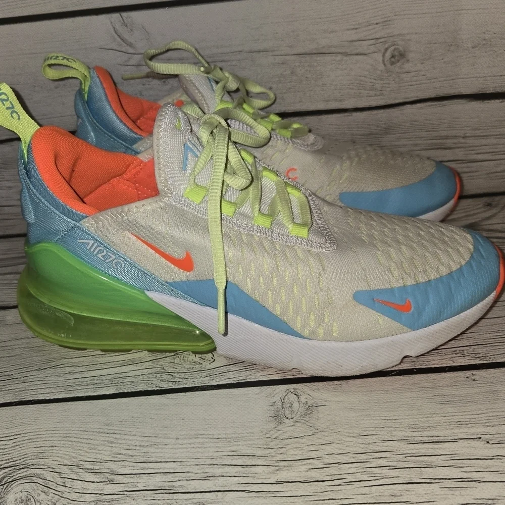 Nike Air Max 270 Blue Gaze Barely Volt CJ9940-400 Youth Size 6.5
